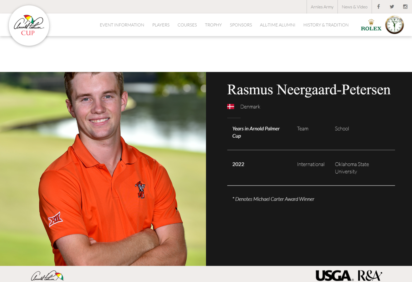 Rasmus Neergaard udtaget til Arnold Palmer Cup